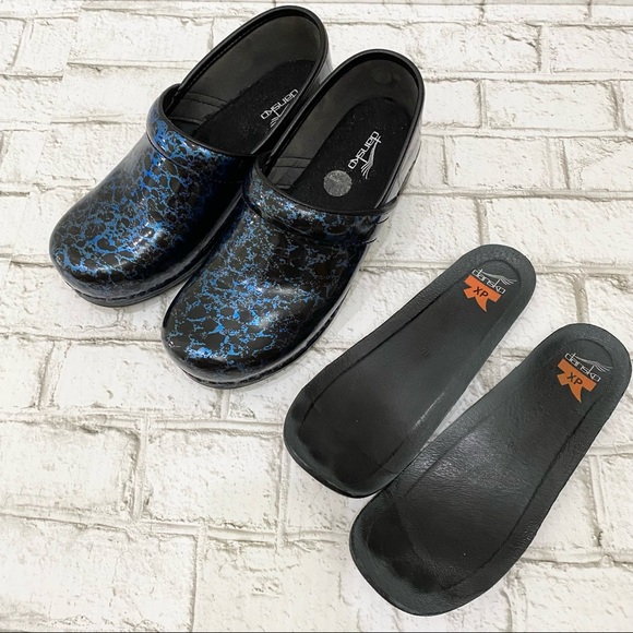 DANSKO XP Moon Blue/Black Patent Leather Professional XP Clogs Size 38 7.5-8US - Picture 6 of 16